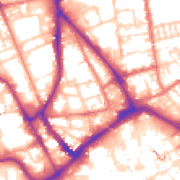 Daytime road noise heatmap for PR1 2RZ