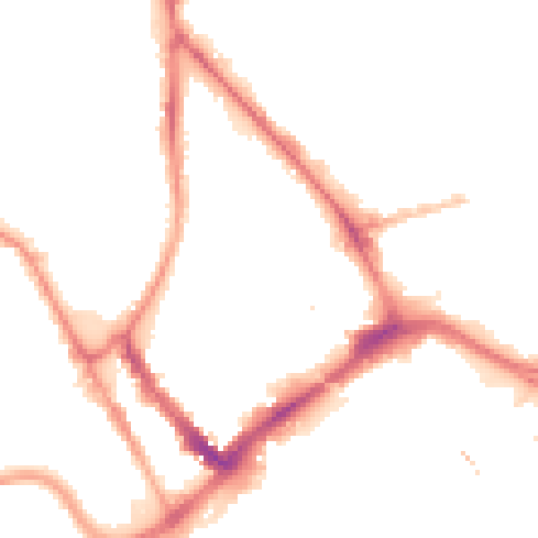 Night-time road noise heatmap for PR1 2RZ