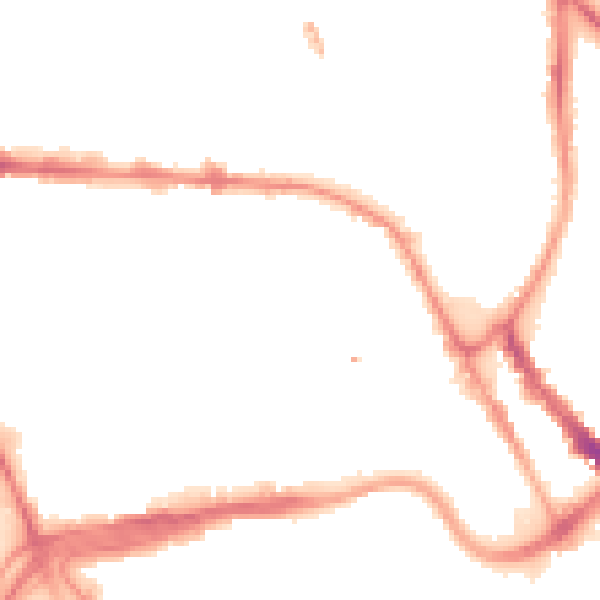 Night-time road noise heatmap for PR1 2YJ
