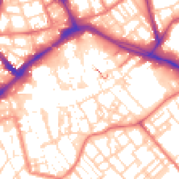 Daytime road noise heatmap for PR1 3BA