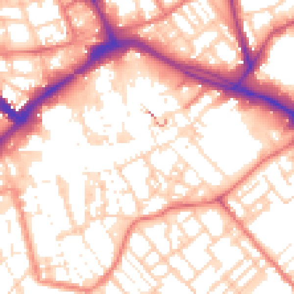 Daytime road noise heatmap for PR1 3BQ