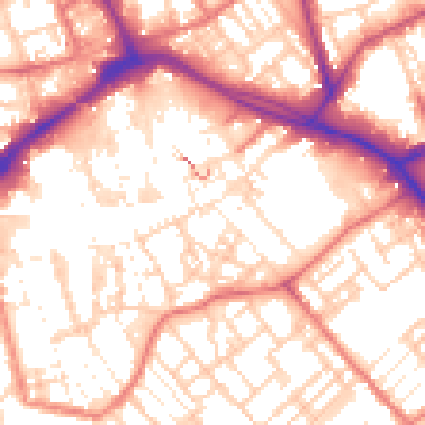 Daytime road noise heatmap for PR1 3BT