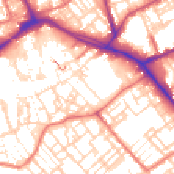 Daytime road noise heatmap for PR1 3BW