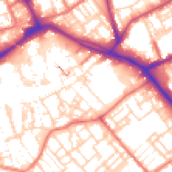 Daytime road noise heatmap for PR1 3DD