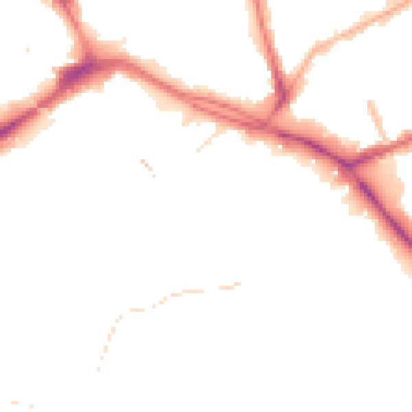 Night-time road noise heatmap for PR1 3DD