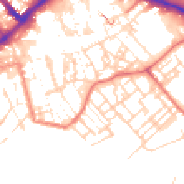 Daytime road noise heatmap for PR1 3QE
