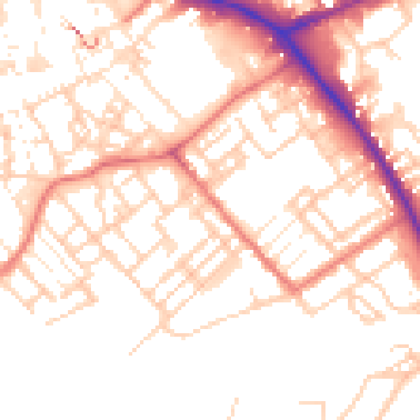 Daytime road noise heatmap for PR1 3QR