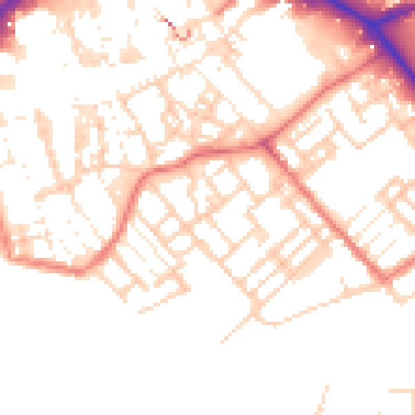 Daytime road noise heatmap for PR1 3RE
