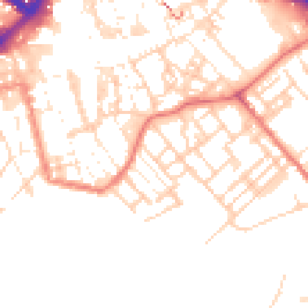 Daytime road noise heatmap for PR1 3RX