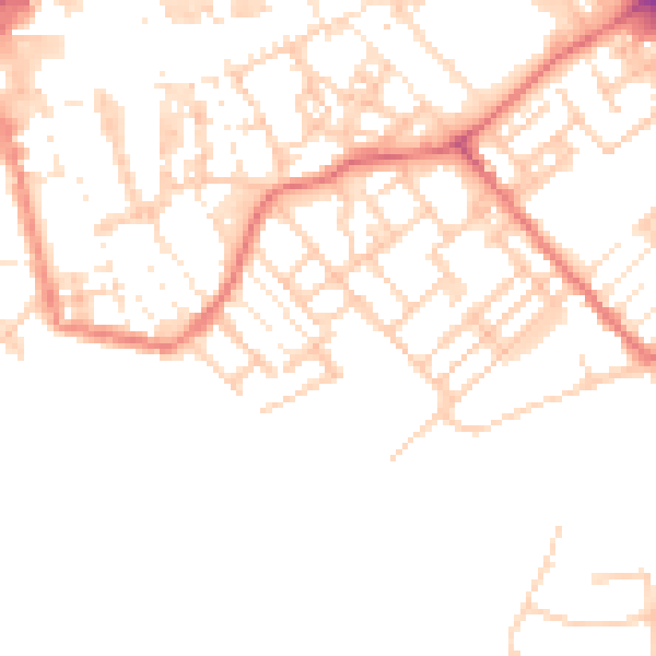 Daytime road noise heatmap for PR1 3SX