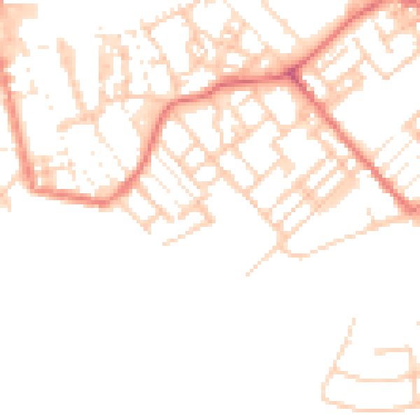 Daytime road noise heatmap for PR1 3SY