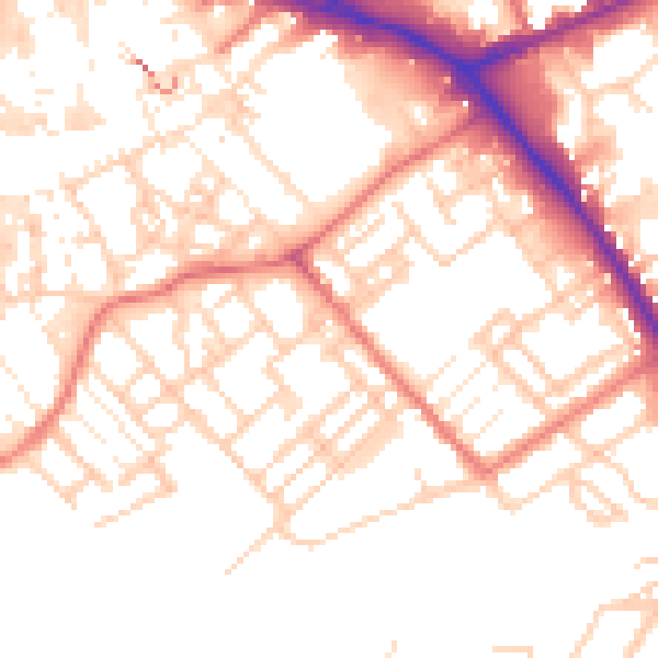 Daytime road noise heatmap for PR1 3YL