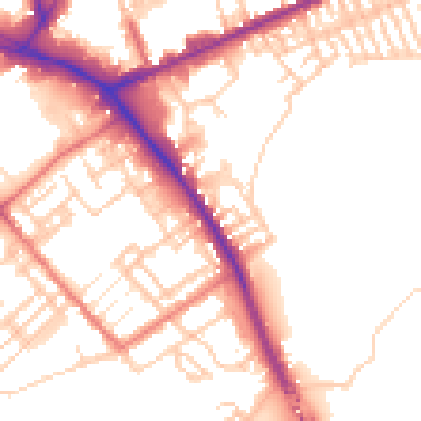 Daytime road noise heatmap for PR1 4BA