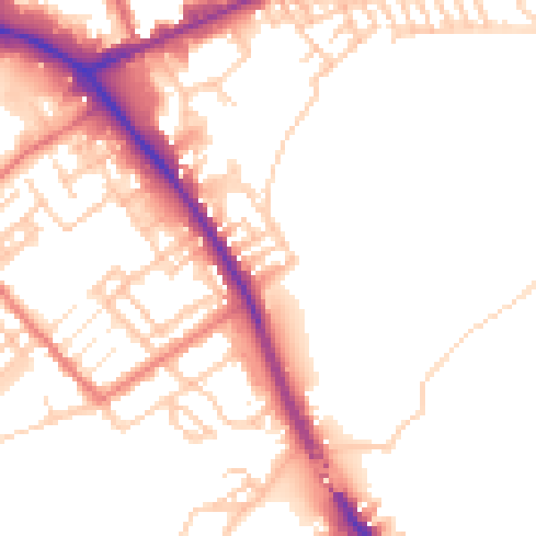 Daytime road noise heatmap for PR1 4BE