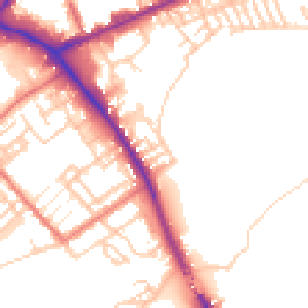 Daytime road noise heatmap for PR1 4BJ