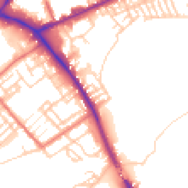 Daytime road noise heatmap for PR1 4BL