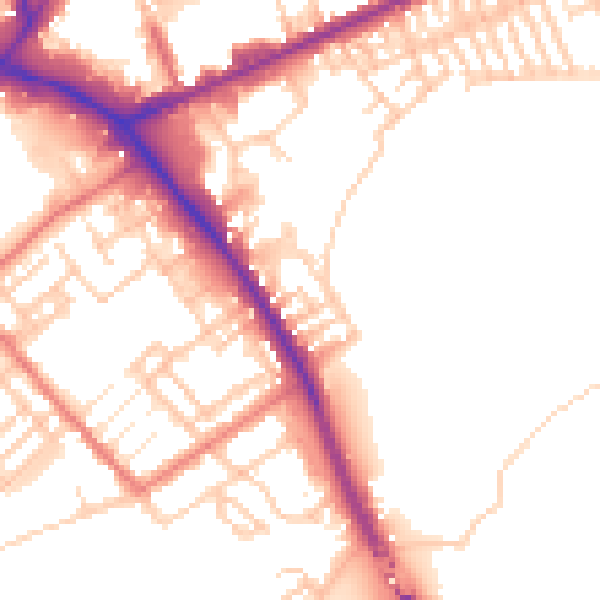 Daytime road noise heatmap for PR1 4BN