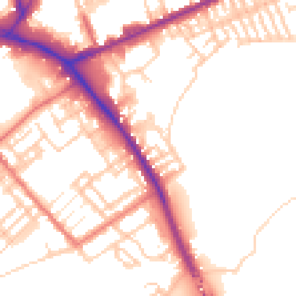 Daytime road noise heatmap for PR1 4BP