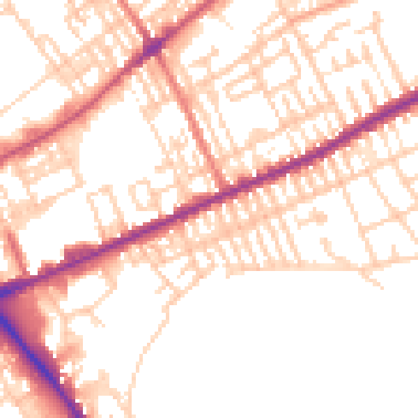 Daytime road noise heatmap for PR1 4DX