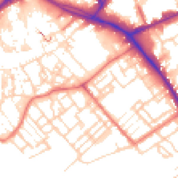 Daytime road noise heatmap for PR1 4HL