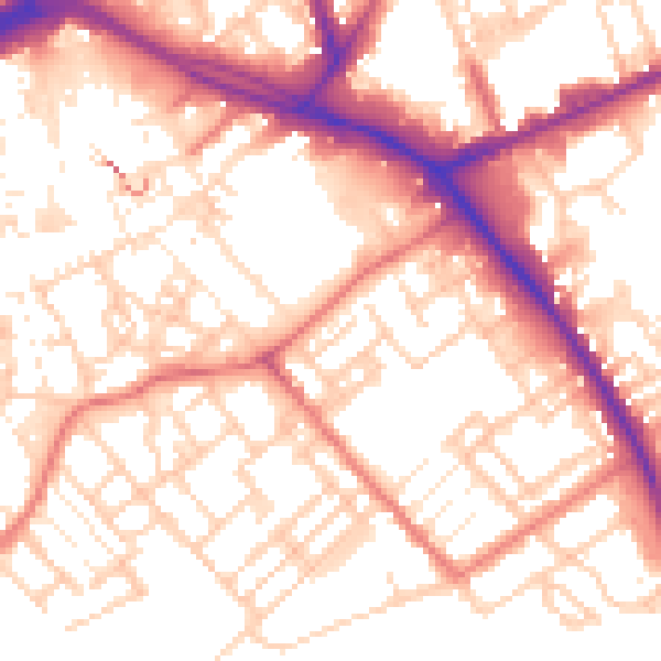 Daytime road noise heatmap for PR1 4HP