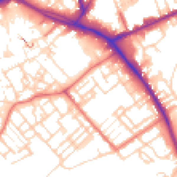 Daytime road noise heatmap for PR1 4HR