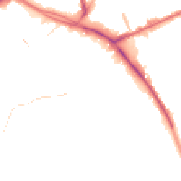Night-time road noise heatmap for PR1 4HR