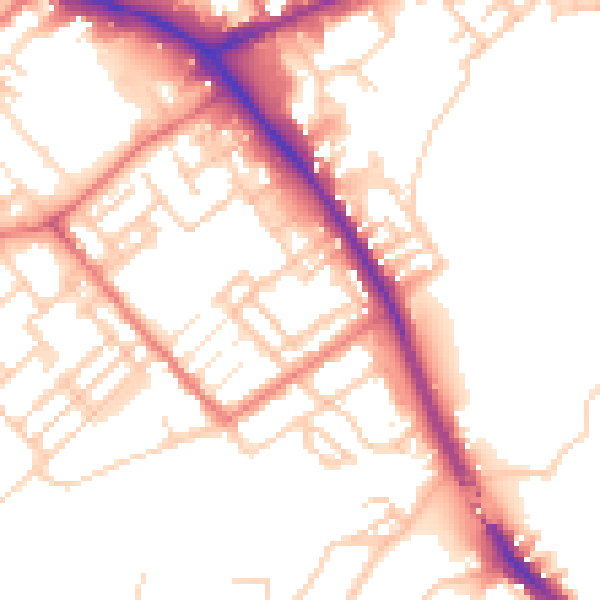 Daytime road noise heatmap for PR1 4JY