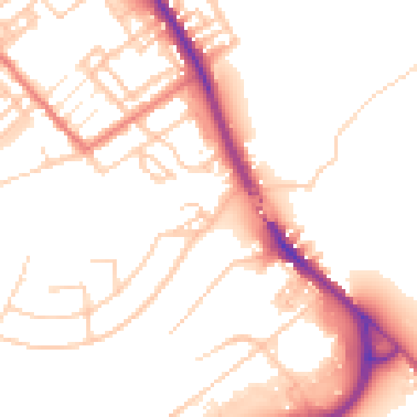 Daytime road noise heatmap for PR1 4PB