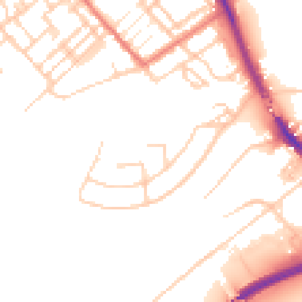 Daytime road noise heatmap for PR1 4PS