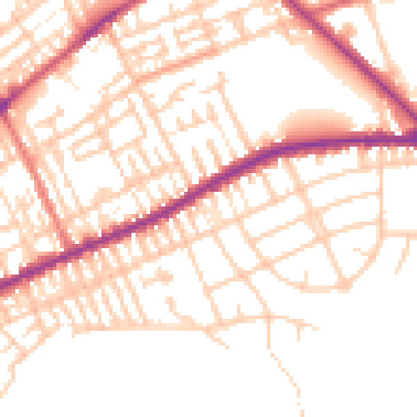 Daytime road noise heatmap for PR1 4QL