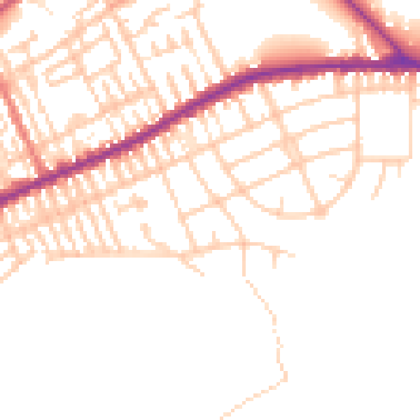 Daytime road noise heatmap for PR1 4QP