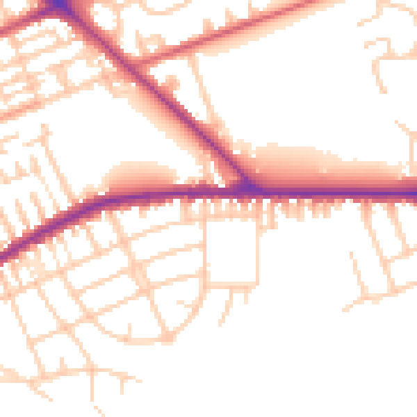 Daytime road noise heatmap for PR1 4RE