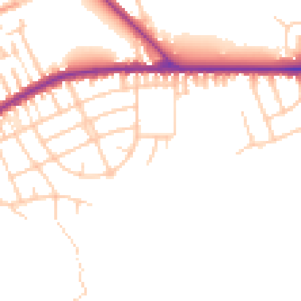 Daytime road noise heatmap for PR1 4RP