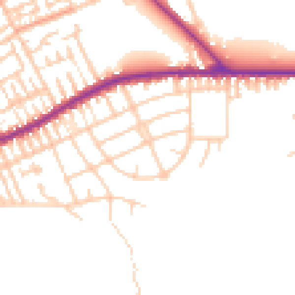 Daytime road noise heatmap for PR1 4RR