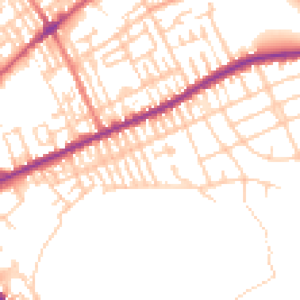 Daytime road noise heatmap for PR1 4SN