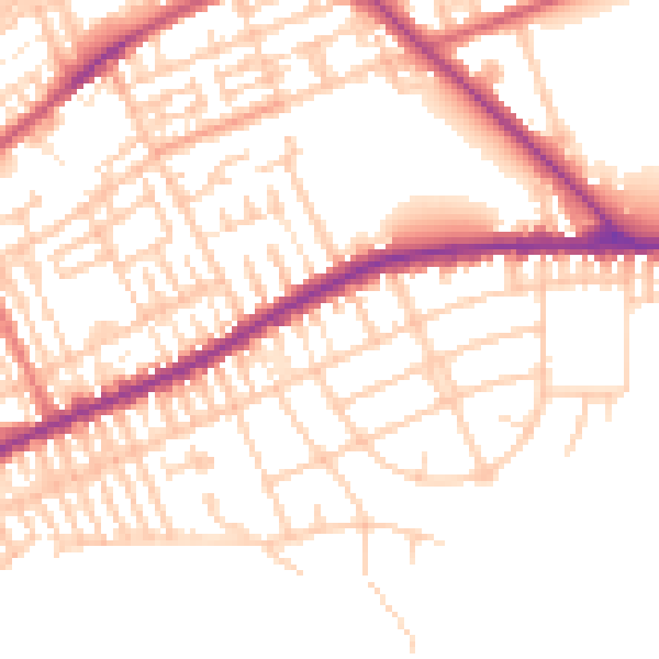 Daytime road noise heatmap for PR1 4TL