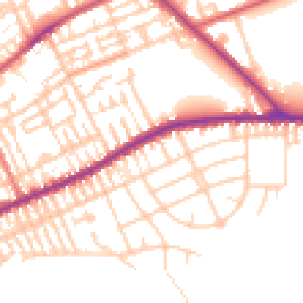 Daytime road noise heatmap for PR1 4TN