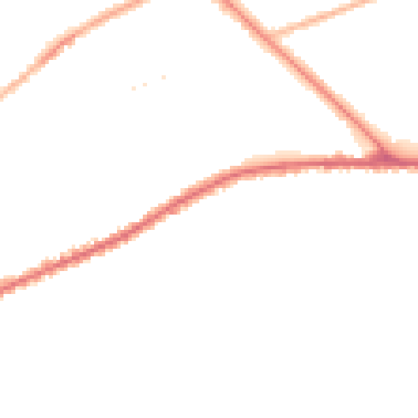 Night-time road noise heatmap for PR1 4TN