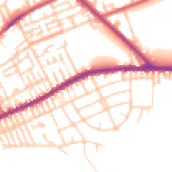 Daytime road noise heatmap for PR1 4TP