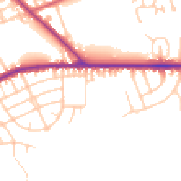 Daytime road noise heatmap for PR1 4UD
