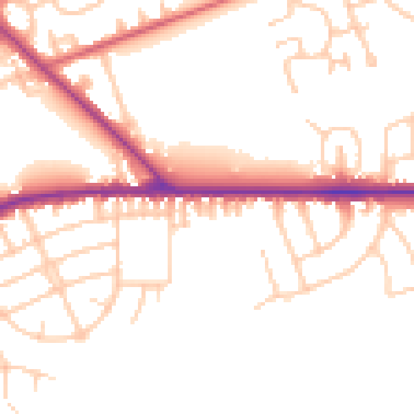 Daytime road noise heatmap for PR1 4UH