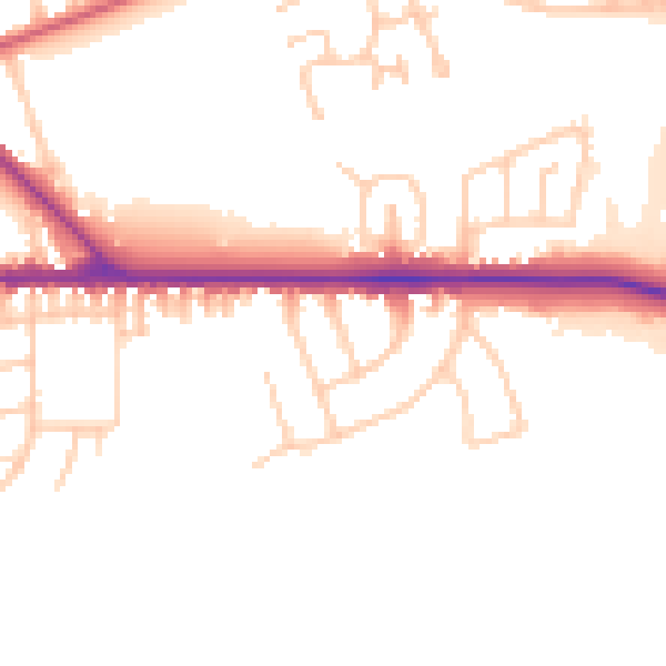 Daytime road noise heatmap for PR1 4UN