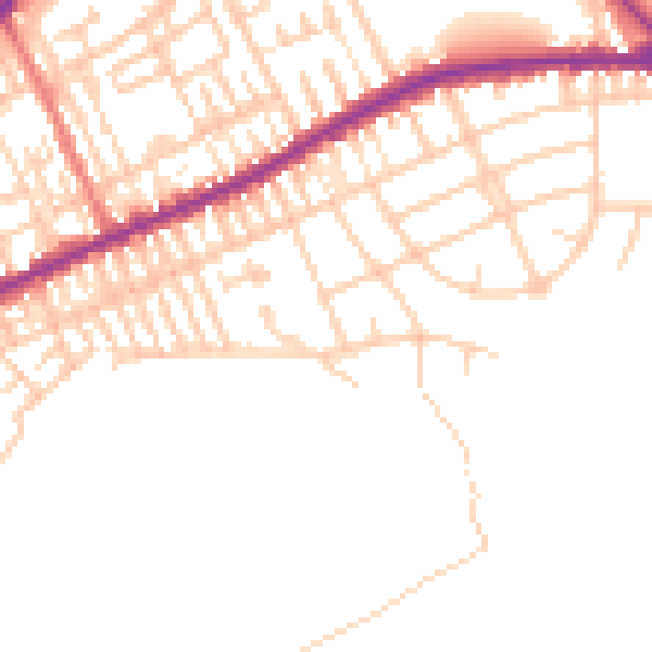 Daytime road noise heatmap for PR1 4YH