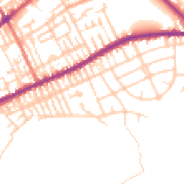 Daytime road noise heatmap for PR1 4YJ