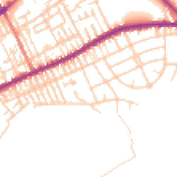 Daytime road noise heatmap for PR1 4YL
