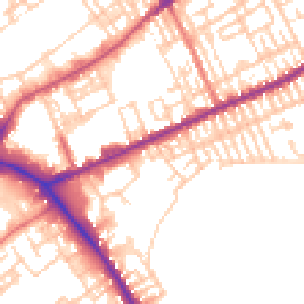 Daytime road noise heatmap for PR1 4YR