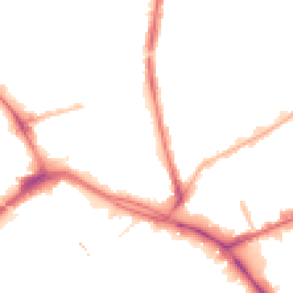 Night-time road noise heatmap for PR1 5AS