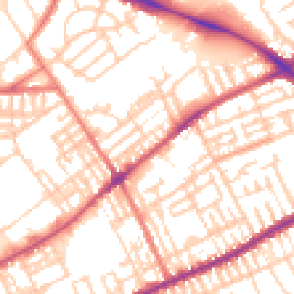 Daytime road noise heatmap for PR1 5EX