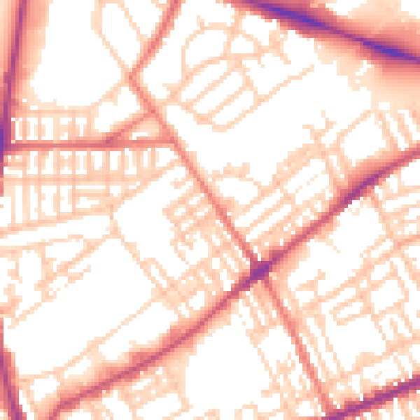 Daytime road noise heatmap for PR1 5HP